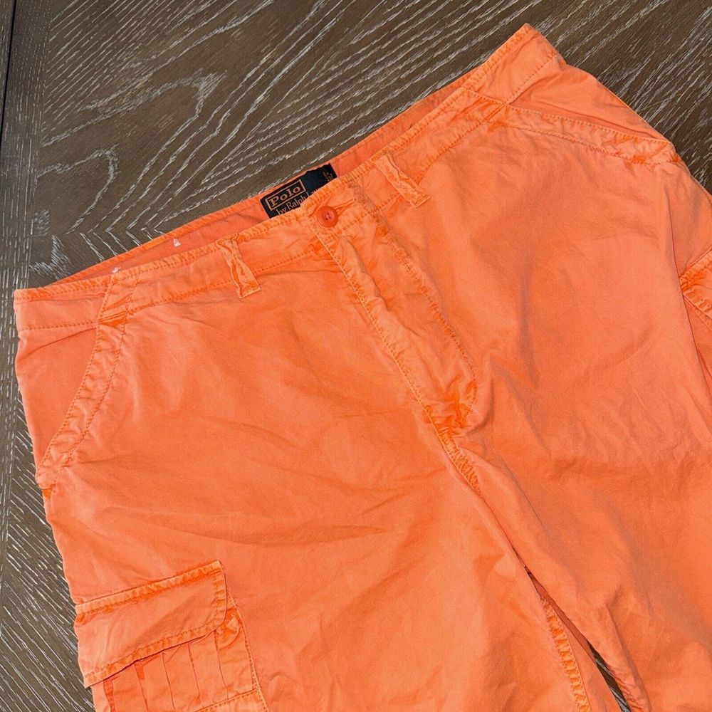 RARE VINTAGE Polo‎ Ralph Lauren Shorts 36 Orange UNIQUE POCKETS Mens ~ EXCELLENT